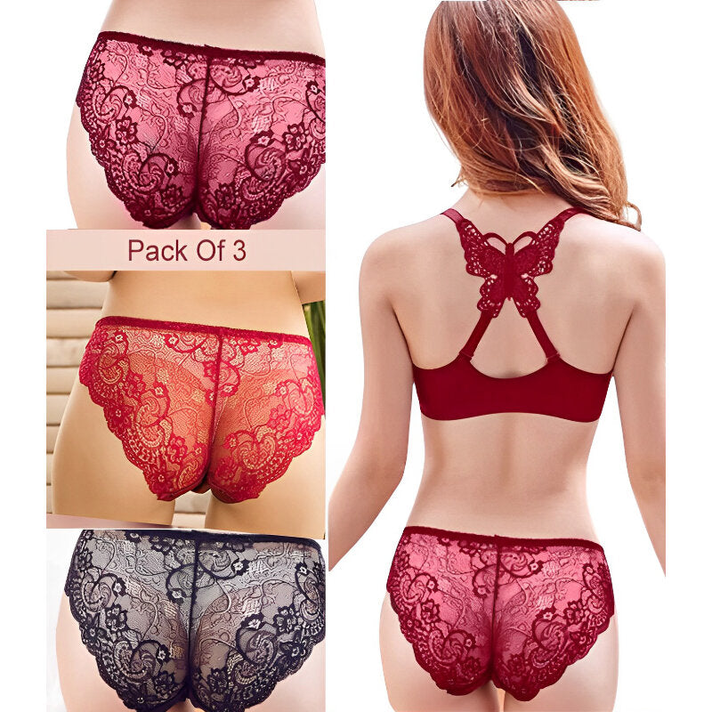 Pack Of 3 Lace Women Panties Seamless Underwear Briefs with Bowknot – Ace  Shopping Spot